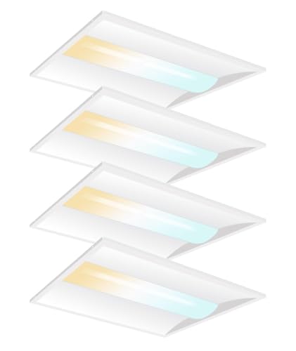 JCE Center Basket LED Troffer Panel Light,15W/20W/25W/30W/40W,Color Tunable 3500K/4000K/5000K/5700K/6500K, Dimmable Drop Ceiling Light,Max.5200LM, Premium V5.1 Listed (40W-2x2FT-4Packs) - size: 40W-2x2FT-4Packs