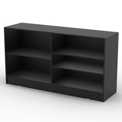 70”W * 20”D * 38”H - Cash Wrap Wood Counter - Black Register Counter with 3 Heights Adjustable Shelf - color: Black, size: 6 FT