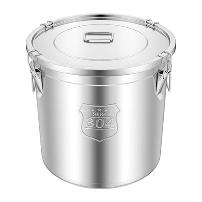 48L/12.68 Gal Stainless Steel Food Storage Container with Lid - size: 12.68 gal