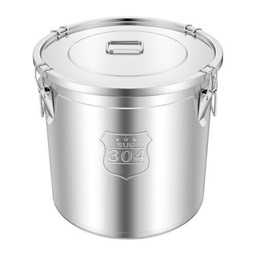 48L/12.68 Gal Stainless Steel Food Storage Container with Lid - size: 12.68 gal