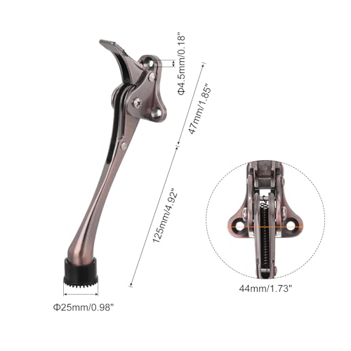 uxcell Kickdown Door Stop, One Touch Kickdown Door Stopper Holder with Non-Slip Rubber Tip and Screws, 6-Inch Metal Door Kickstand for Bottom of Door, Brown - color: Brown, size: 6 Inch