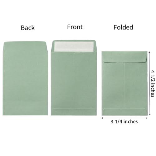 100 Pack Seed Envelopes Self-Adhesive, 3 1/4 x 4 1/2 inches, Sage-Green - color: Sage-Green