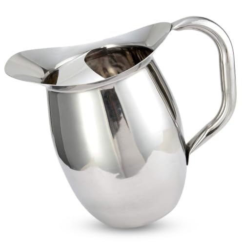 Winco WPB-2C Deluxe Bell Pitcher with Ice Catcher, 2-Quart, Stainless Steel, Medium - size: 64 Ounces, style: Ice Catcher