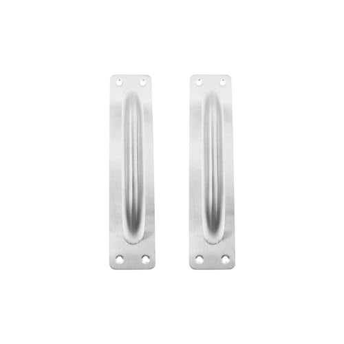 Pull and Push Plate Door Handle, Stainess Steel Door Handle Pull Plate,Silver Door Pull Plate with Handle for Barn Sliding Commercial Wooden Composite Fire Door,7.87 * 1.77''2 PCS - size: 200*45mm/7.87*1.77'' Silver