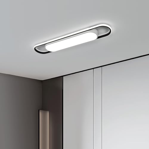 28.3Inch Cool White Modern LED Ceiling Lighting,40W High Brightness Metal Linear Ceiling Lamp,6500K Simple Long Light for Kitchen Dining Living Room Laundry, Garage Cloakroom Lighting - color: Cool White (6500K/NOT Dimmable ), size: 2.36 FT (28.3 Inch / 7