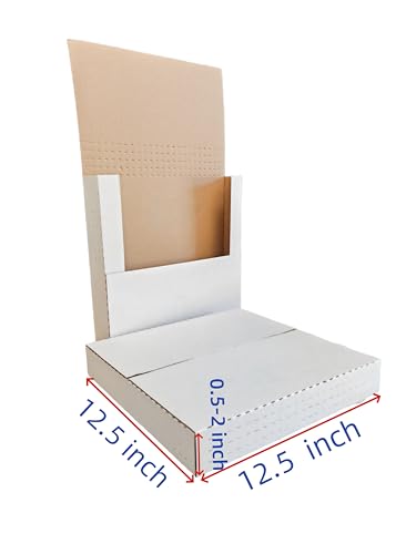 50 Pack,vinyl shipping box,12.5x12.5x2inch, Easy-Fold Shipping Box, White, - size: 12x12x2"