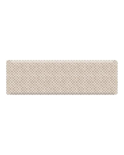 House of Noa Nama Standing Mat – Anti-Fatigue Cushioned Kitchen Mats for Floor | Ergonomic Bounce-Back Foam Kitchen Mats | Anti-Fatigue Mats for Kitchen & Standing | Checker Almond | 22" x 72" - color: Almond, size: 72"L x 22"W x 0.8"Th