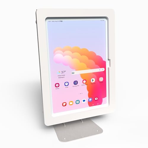 Anti-Theft Acrylic Case for Lenovo TAB Tablet with 360 Rotate 180 Swivel Metal Desktop Stand & 90-Degree USB C Cable (White, M10 Plus Gen 3) - color: White, size: M10 Plus Gen 3