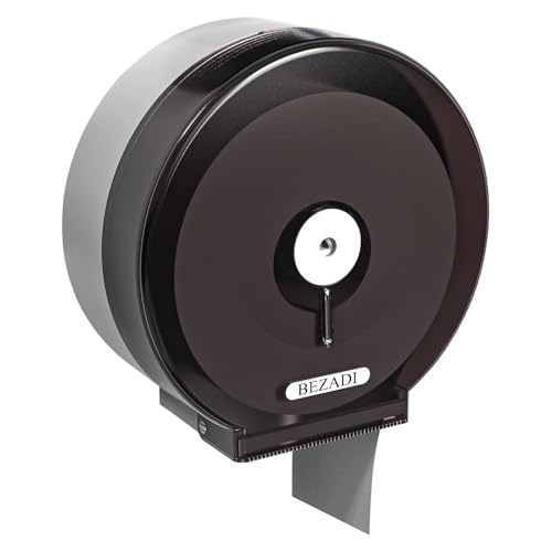Jumbo Roll Toilet Paper Dispenser Wall Mount Waterproof No-Drill for Restrooms with Lock ABS Black 51018 - color: Black-1
