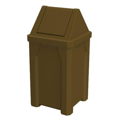 Commercial Trash Can Swing Top Lid - Outdoor Garbage Can - color: Brown, size: 32 Gallon Square