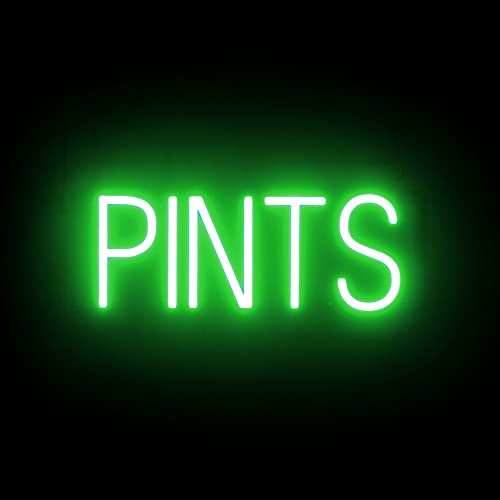 SpellBrite LED Neon PINTS Sign for Business - Green, 18" x 6" - color: Green, size: PINTS (18"x6.3")