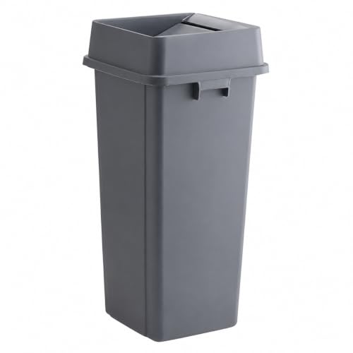 23 Gallon Gray Square Plastic Kitchen Trash Can with Drop Lid - color: Gray