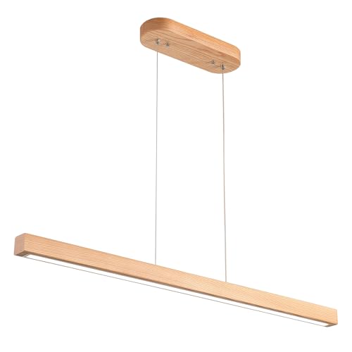 YISDESIGN 59" Wood Linear Pendant Light Fixtures Led Dining Room Chandelier Linear Kitchen Island Hanging Lights Dimmable Modern Pendant Light for Dining Room Kitchen Island Pool Table Lights Natural - color: Natural, size: 59in