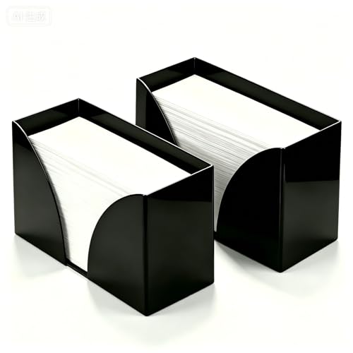 Black Paper Towel Dispenser Countertop,Napkin Dispenser,Acrylic Bathroom Guest Towel Holder for Table,Can Wall-Mount C-Fold,Z-Fold,Trifold Paper Hand Towel Dispenser for Bathroom Home and Commercial