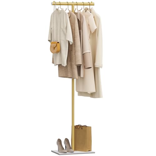 OUTBROS Freestanding Coat Rack, 68.9" High Small Clothes Rack, Gold - color: Gold