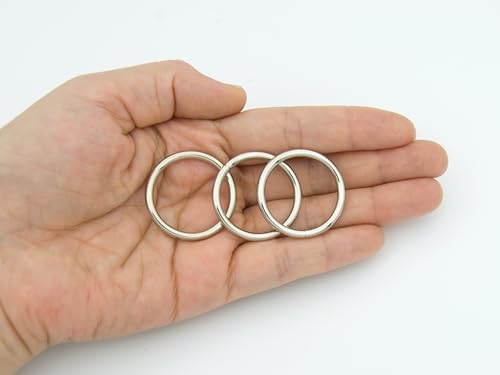 40pcs 4 Sizes O Rings Welded Strong Metal Heavy Duty Round Ring for Pet Collars Buckle Belts Strap Webbing Sewing - color: 1"(25mm) Silver 20pcs