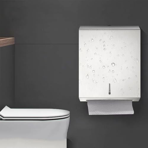 Comercial Paper Towel Dispenser Wall Mount, Brushed Stainless Steel Hand Towel Dispenser with Lock, Large Capacity 400 C-Trifold Multifold Paper Towel Holder for Bathroom Kitchen Office Public Places