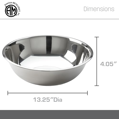 American Metalcraft SSB800 Stainless Steel Mixing Bowl - Durable, Commercial-Grade, Metal Bowl For Mixing - Wide-Rim, Stackable, Dishwasher Safe, 8qt, Silver - size: 8 Quarts, style: Standard