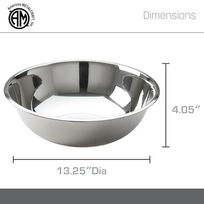 American Metalcraft SSB800 Stainless Steel Mixing Bowl - Durable, Commercial-Grade, Metal Bowl For Mixing - Wide-Rim, Stackable, Dishwasher Safe, 8qt, Silver - size: 8 Quarts, style: Standard