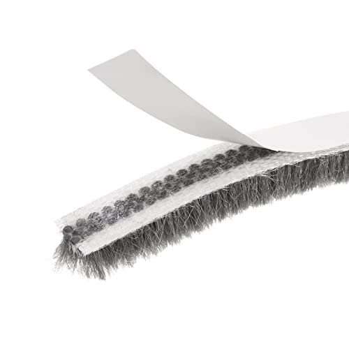 METALLIXITY Adhesive Brush Seal Weather Stripping (1/4"x9/32"x16.4ft), Door Brush Strip - for Sliding Sash Door Window Wardrobe Seal, Gray - color: Gray, size: 1/4"x9/32"x16.4ft