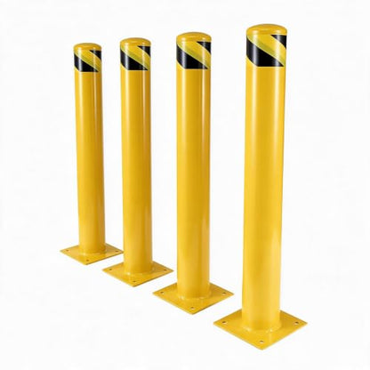 36 in Safety Bollards 6 Pack, Heavy Duty Steel Traffic Barrier Post - size: 42 Inch - 4 Pack