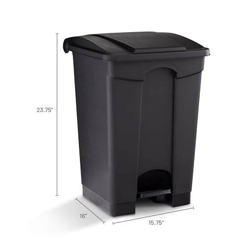 Safco Plastic Step-On Trash Can for Hands-Free Disposal, Great for Home and Commercial Use, 12 Gallon, Black (9925BL)