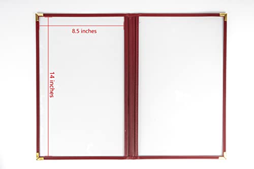 Menu Cover, Double Page, 8.5" x 14" Legal Size, Burgundy, Pack of 6 - color: Burgundy