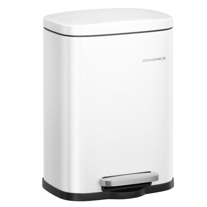SONGMICS 1.3 Gallon (5 L) Trash Can, Stainless Steel, Step-On Pedal - color: White, size: 1.3 Gal.