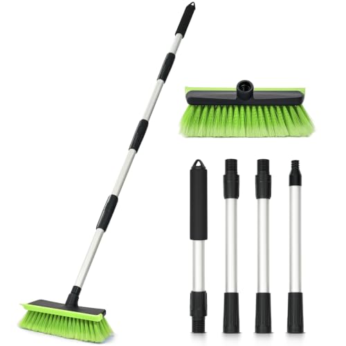 Ordenado 56" Car Wash Brush with Long Handle, Soft Bristle& Rubber Squeegee - color: Green