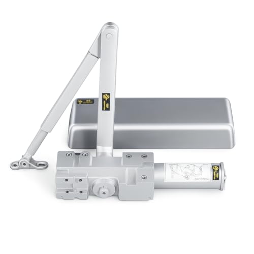 Commercial Door Closer Grade 1 Hydraulic Extra Heavy Duty Self-Closing Adjustable Size 1–6 ADA Compliant ANSI/BHMA Certified Automatic High Traffic Surface-Mount Weather-Resistant Silver UL Fire-Rated - style: MN9002 - Extra Heavy Duty Door Closer