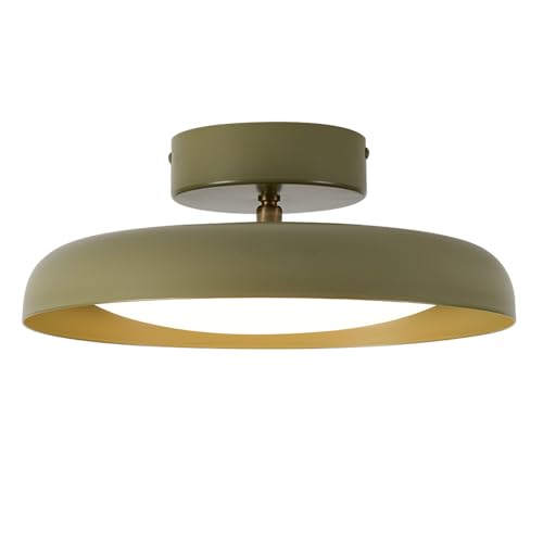 BISAMIYA Modern LED Ceiling Light, Brass Accent, 12.6 inch - color: Green