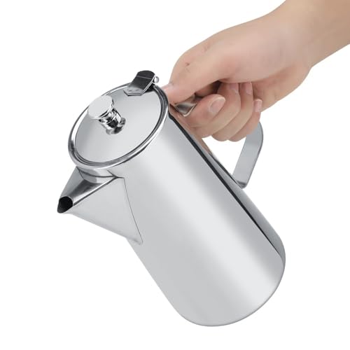 2L Capacity Stainless Steel Teapot with Ergonomic Handle Short Nozzle Pitcher Water Kettle for Home, Restaurant, Coffee(short nozzle) - style: short nozzle