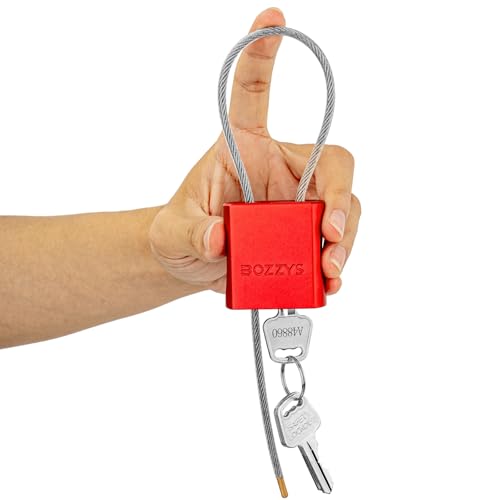 Cable Padlock with 3 Keys | L 1.15ft(0.35m),D 1/6in(4mm) Adjustable Steel Cable Lock | Aluminum Locks for Bikes, Gate, Lockers & Outdoor Gear | Weatherproof & Red - color: red-L 1.15ft(0.35m),D 1/6in(4mm)