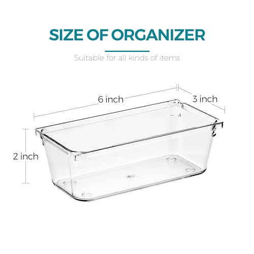 8 Pack Drawer Organizers, 3"X 6" Clear Acrylic Storage Bins - size: 3"X 6"