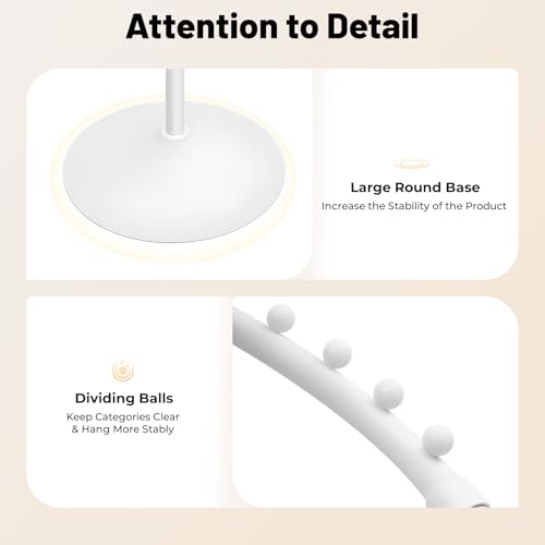 DYRABREST Spiral Rotating Clothing Rack, 5.91ft H 38-Ball Heavy Duty Garment Rack, Space Saving Standing Metal Sturdy Freestanding Hanger for Boutique Bedroom (White) - color: White