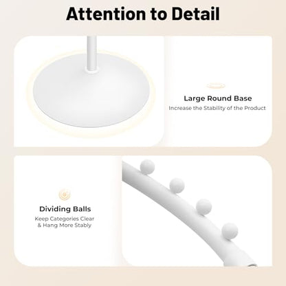 DYRABREST Spiral Rotating Clothing Rack, 5.91ft H 38-Ball Heavy Duty Garment Rack, Space Saving Standing Metal Sturdy Freestanding Hanger for Boutique Bedroom (White) - color: White