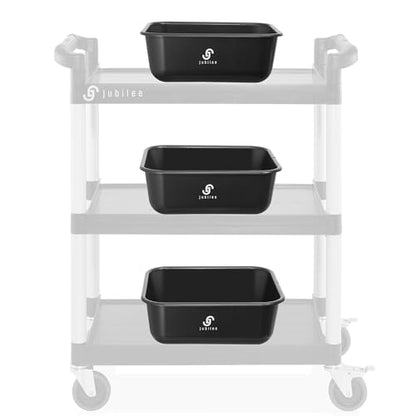 Jubilee 4-Pk Plastic Storage Bin, 11L Black Commercial Busser Utility Tub - color: Black, size: 11 L