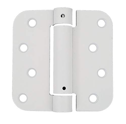 Adjustable Self Closing Spring Door Hinges White 4 Inch - 5/8 Radius 2-Pack - color: White Prime