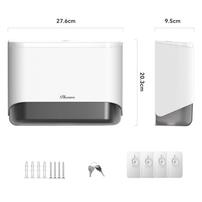 Commercial Paper Towel Dispenser Wall Mount C-Fold Multifold Trifold Hand Towels Dispenser for Bathroom, Two Key Lock Design No-Drilling Adhesive & Screws Included, ABS Built, White-PN6012 - color: White-pn6012
