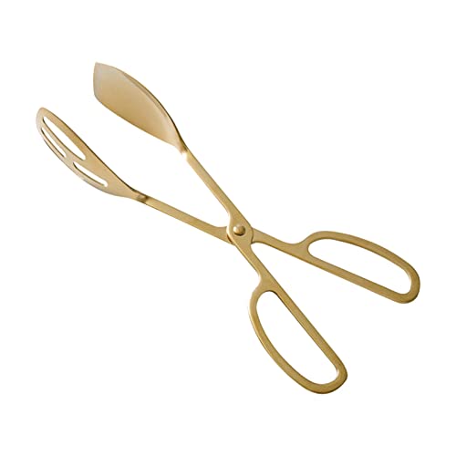 Food Tongs, Heavy Duty Stainless Steel Kitchen Tongs Salad Tongs 10 inch Heat Resistant Small Serving Tongs for Cooking, Grill, Pastry, Sandwich, Ice, Food Bread Dessert (Gold)