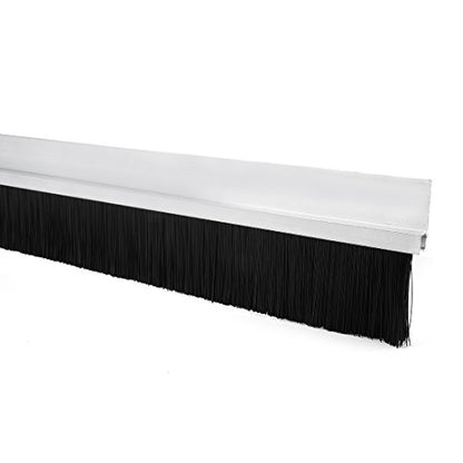 uxcell Door Bottom Sweep H-Shape Aluminum Alloy Base with 1.6-inch Black Nylon Brush 39-inch x 2.68-inch - color: Silver, size: 39.37" x 1.6"