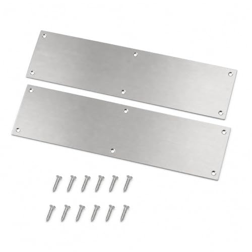 2 Pcs Door Kick Plates, 4" x 16" Stainless Steel Door Push Plate - color: Silver