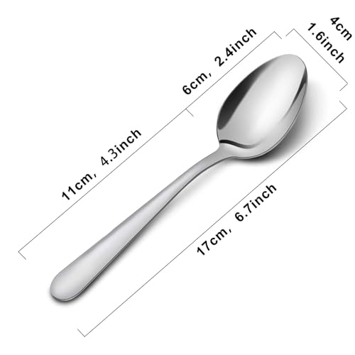 24-Piece Dinner Spoons Set - 6.7" Stainless Steel Spoons Silverware, Durable Dessert Spoons, Table Spoon Use for Home, Kitchen and Restaurant - Mirror Polished, Dishwasher Safe - size: 24p Dinner Spoons
