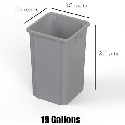 19 Gallon Gray Square Commercial Trash Garbage Can | Outdoor Office Restaurant School Kitchen - color: Gray, size: 19 Gallon, style: Trash Can