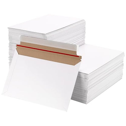 300 Pack 6.5x9.8 Inch Rigid Photo Mailers, 250gsm Stay Flat Cardboard Mailers, Self Seal White Envelopes for Photos, Files, Pictures, Papers