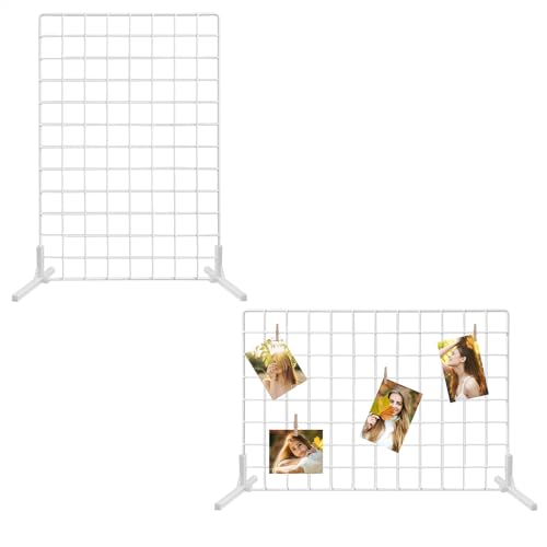2 Sets Wall Grid Decorative Panel with Base for Photo Display