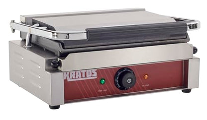 Kratos Commercial Electric Panini Sandwich Grill with Smooth Plates - size: Medium w/ Smooth Plates