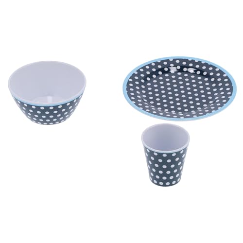 Dark Blue Dot Melamine Dinnerware Set – Cups, Salad Bowls & Plates for Home, Restaurant, Hotel Use