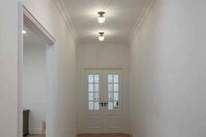 Yosoan Antique Striped Glass Indoor Flush Mount Hallway Ceiling Light - color: Antique