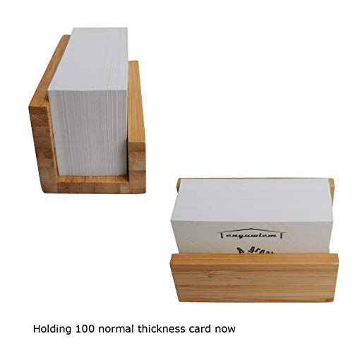 2 Pack Bamboo Wood Desktop Business Card Holder Display for Desk Sturdy Business Card Stand for Office Tabletop Counter Organizer